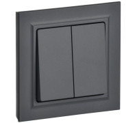 Выключатель 2-кл. СП BRITE ВСР10-2-0-БрГ 10А в сборе графит IEK BR-V20-0-10-K53-F