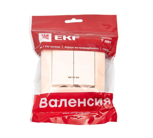 Выключатель 2-кл. СП Валенсия 10А IP20 с индикатором крем. PROxima EKF EWV10-123-20 Выключатель 2-кл. СП Валенсия 10А IP20 с индикатором крем. PROxima EKF EWV10-123-20