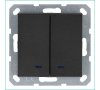 Выключатель 2-кл. 10А IP20 с подсветкой механизм антрацит Jasmart G3023NB