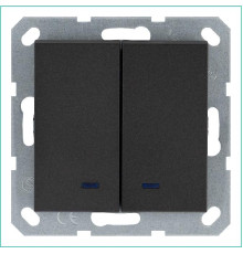 Выключатель 2-кл. 10А IP20 с подсветкой механизм антрацит Jasmart G3023NB