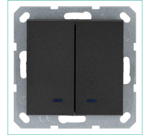 Выключатель 2-кл. 10А IP20 с подсветкой механизм антрацит Jasmart G3023NB