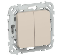 Выключатель 2-кл. СП FLITE ВС12-1-0-ФлЛ 10А механизм льняной IEK FI-V20-0-10-1-K88