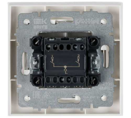 Выключатель 2-кл. СП BRITE ВСР10-2-0-БрАБ 10А в сборе арктич. бел. IEK BR-V20-0-10-K91-F