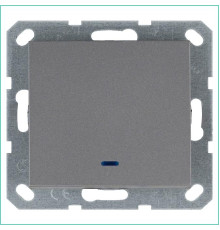 Выключатель 1-кл. 10А IP20 с подсветкой механизм алюм. Jasmart G3011NS