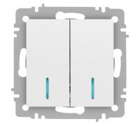 Выключатель Accent 6-105-01М двойн. с подсветкой 10А-250В IP20 СУ AL/CU бел. матов. Intro Б0063507