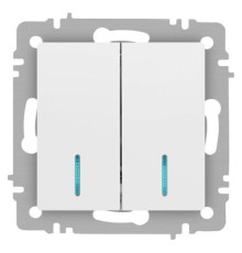 Выключатель Accent 6-105-01М двойн. с подсветкой 10А-250В IP20 СУ AL/CU бел. матов. Intro Б0063507