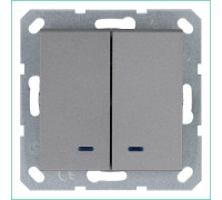 Выключатель 2-кл. 10А IP20 с подсветкой механизм алюм. Jasmart G3023NS