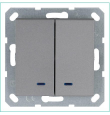 Выключатель 2-кл. 10А IP20 с подсветкой механизм алюм. Jasmart G3023NS