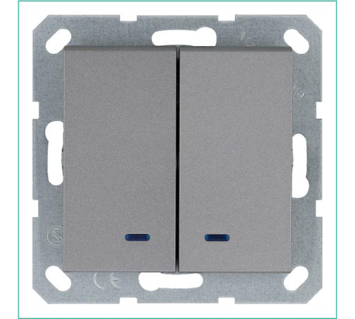 Выключатель 2-кл. 10А IP20 с подсветкой механизм алюм. Jasmart G3023NS