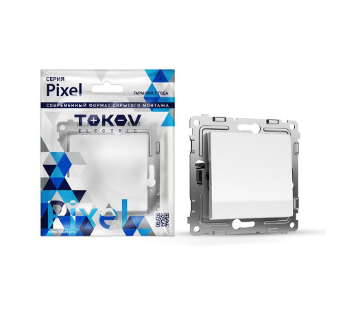 Переключатель перекрестный 1-кл. СП Pixel IP20 механизм бел. TOKOV ELECTRIC TKE-PX-P1R-C01