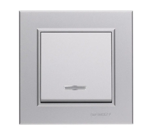Выключатель 1-кл. СП Karea 10А IP20 сереб. с подсветкой Makel 56065021