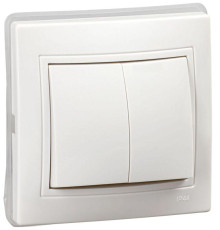 Выключатель 2-кл. СП Кварта ВС10-2-0-КБ-44 10А IP44 бел. IEK KV-V20-10-44-K01