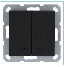 Выключатель 2-кл. 10А IP20 с подсветкой механизм черн. матовый soft touch Jasmart G3023NPB