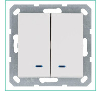 Выключатель 2-кл. 10А IP20 с подсветкой механизм бел. глянцевый Jasmart G3023NW