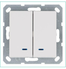 Выключатель 2-кл. 10А IP20 с подсветкой механизм бел. глянцевый Jasmart G3023NW
