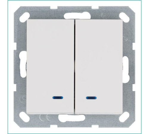 Выключатель 2-кл. 10А IP20 с подсветкой механизм бел. глянцевый Jasmart G3023NW