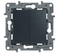 Переключатель 2-кл. СП Etika Plus 10А IP20 250В 10AX безвинтов. зажимы механизм антрацит Leg 672612