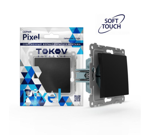 Переключатель 1-кл. СП Pixel IP44 механизм карбон TOKOV ELECTRIC TKE-PX-P1-C14-IP44
