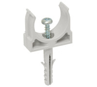 Держатель для труб (клипса) CT25 с защелкой и дюбелем IEK CTA10D-CT25-K41-100