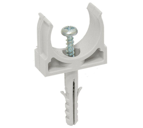 Держатель для труб (клипса) CT25 с защелкой и дюбелем IEK CTA10D-CT25-K41-100 Держатель для труб (клипса) CT25 с защелкой и дюбелем IEK CTA10D-CT25-K41-100